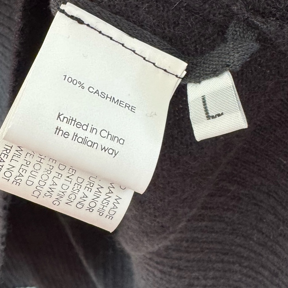 Enza Costa Black 100% Cashmere Long Sleeve Crewneck Sweater Sz Large‎ Winter - Picture 7 of 7
